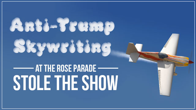 trump skywriting at rose parade
