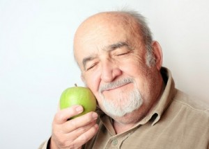 old man and apple