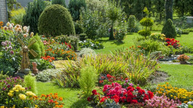 Landscaped flower garden