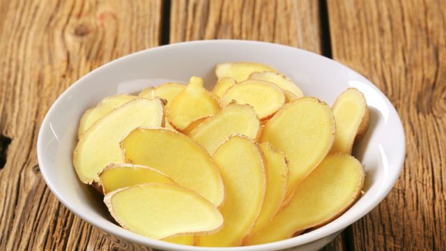 Fresh ginger root - thinly sliced