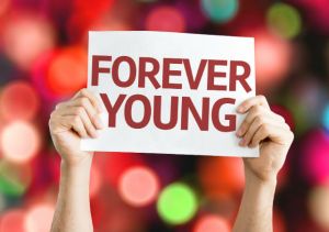 Forever Young card with colorful background