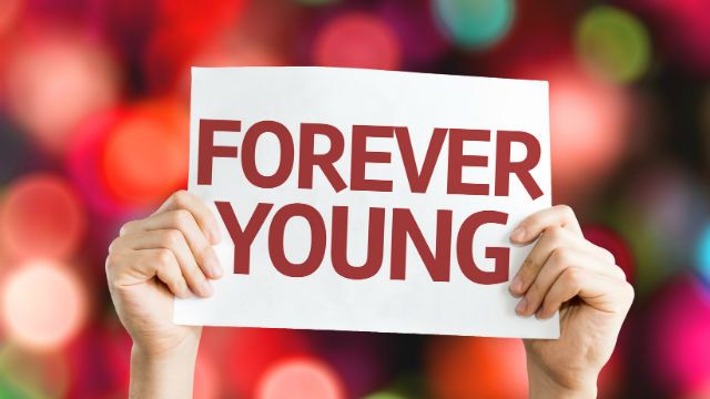 Forever Young card with colorful background
