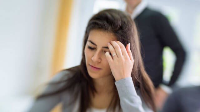 Portrait of stressed young woman
