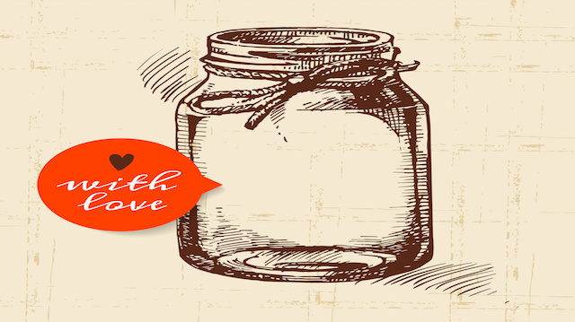 Rustic mason canning jar. Vintage hand drawn sketch design.