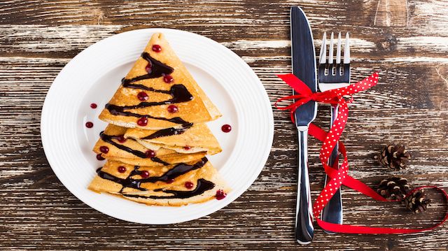 Christmas tree shaped pancakes for breakfast treats
