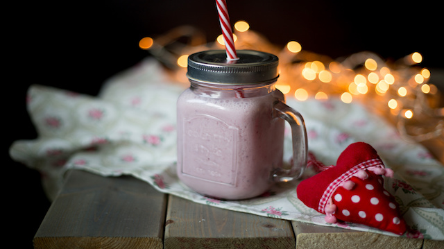 berry smoothie, Christmas theme. Xmas concept. Soft focus