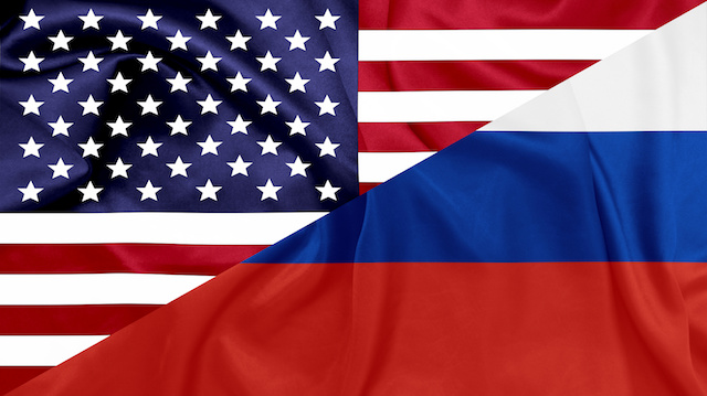 United states and Russian federation flags