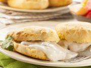 Easy Almond Biscuits With Sausage And Mushroom Gravy