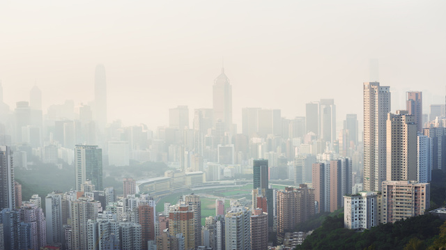Air pollution hangs over the Happy Valley district of Hong Kong Island