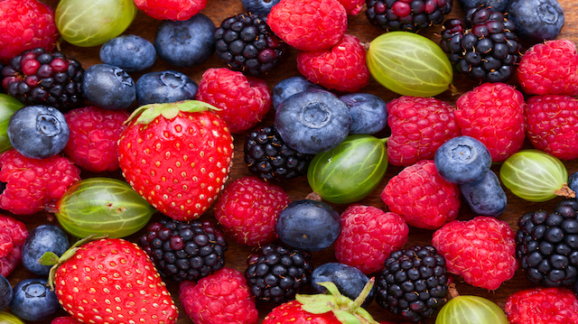 Berries Background macro, selective focus.