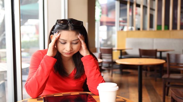 Woman having a headache