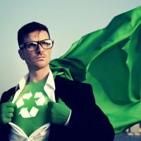 Superhero With Recycling Symbol on Outfit