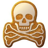 Gingerbread skull symbol decorated icing