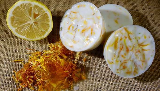 Simple 3-Ingredient Lemon Calendula Soap