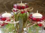 Christmas Floating Candles With Cranberries And Greenery