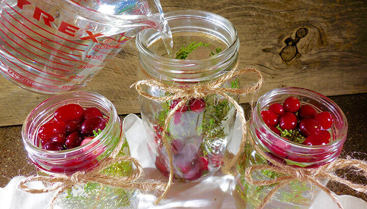 Christmas Floating Candles with Cranberries and Greenery Photo 5