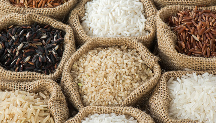White and brown rice varieties