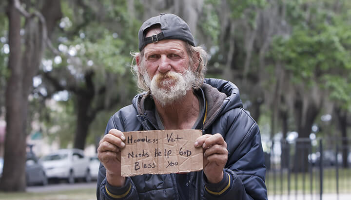 A high percentage of veterans are homeless