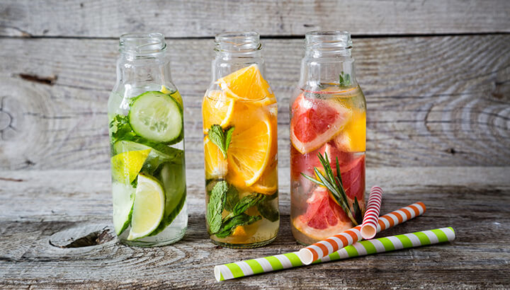 Infuse your water with fruits and vegetables for added health benefits.