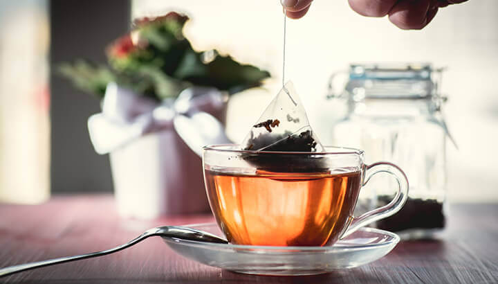 Chemicals in bagged tea can leach into the hot water.