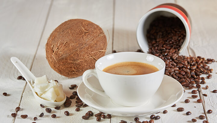 Coconut oil gives coffee a creamy consistency.