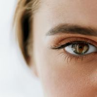 Closeup Of Beautiful Girl Eye And Eyebrow With Natural Makeup